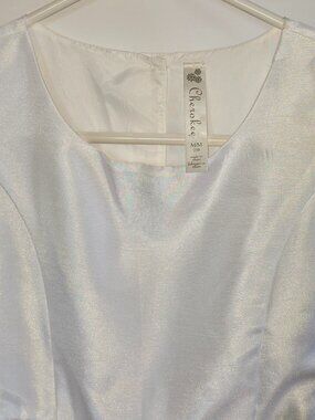 Girls 7/8 White Ivory Lace Satin Dress Shrug Easter First Communion Flower Girl